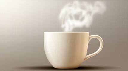 Creamy white mug of hot drink with steam