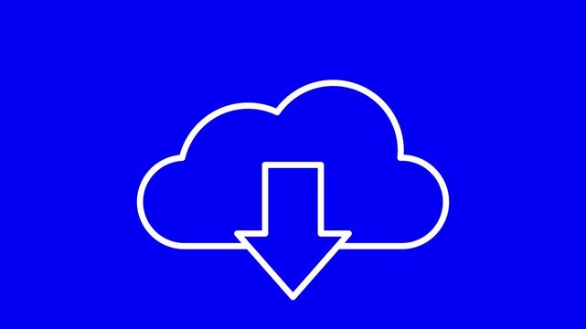 Simple animation of cloud with arrows down. Motion graphic animation of download cloud storage.