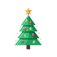 Obraz premium Minimal Christmas Tree on white background flat style modern geometric 