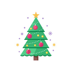 Minimal Christmas Tree on white background flat style modern geometric 