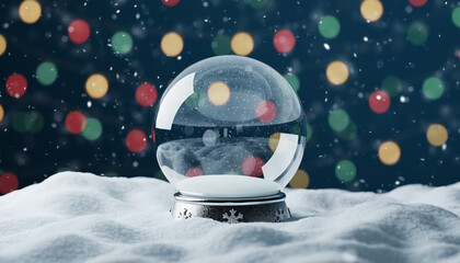 Snow Globe with Bokeh Lights and Falling Snow winter