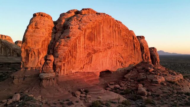 Close up perspective of ancient sedimentary rock layers revealing intricate geological history and erosion patterns, bathed in natural light. Detail oriented study of geological stratification and?
