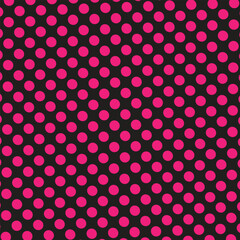  Abstract monochrome backdrop red and black polka dot pattern. Background with points, dots, circles. Futuristic panel. Vector illustration