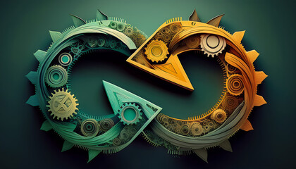 Circular Process: Gears and Arrows Intertwined