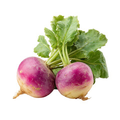 Two purple turnips with green leaves (2)