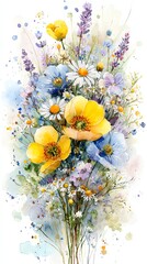 Colorful wildflower bouquet with soft petals.