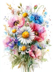 A vibrant bouquet of assorted wildflowers.