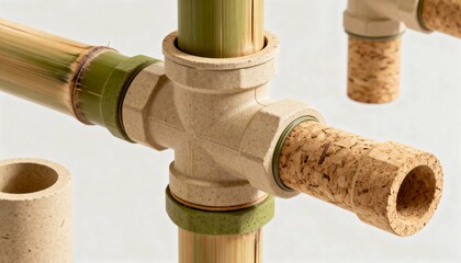 Detailed view of biodegradable plumbing components crafted from natural materials highlighting environmentally safe alternatives for waste reduction in piping systems.
