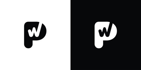 Modern and simple letter PW initials logo design