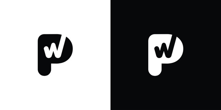 Modern and simple letter PW initials logo design