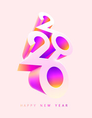 Happy New Year 2026. 3D color numbers on blue background. Holiday colorful numbering design. Greeting card design.