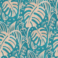 Seamless pattern with leaves. Digital painting.  Hand-drawn illustration.