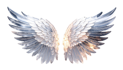  Frosted Crystal Angel Wing Ornament – Transparent Background PNG