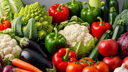 Fresh vegetables arrangement showcases colorful variety for healthy meals in a kitchen setting