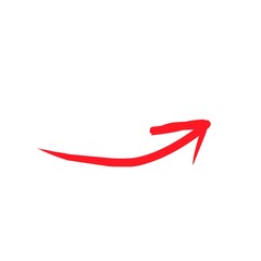 ​Hand Drawn Red Curved Upward Arrow, Growth and Increase Symbol