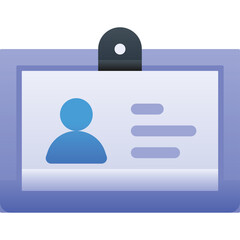 Purple ID Card Holder with Clip Displaying Personal Information and Silhouette Figure on Transparent Background