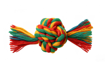 Bright multi-colored knot rope dog toy