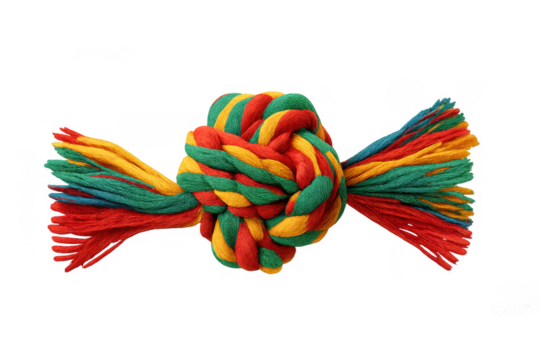 Bright multi-colored knot rope dog toy