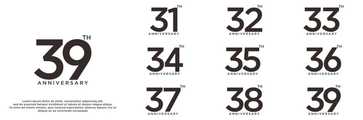 set anniversary year logo designs. abstract number, icon, vector illustration	