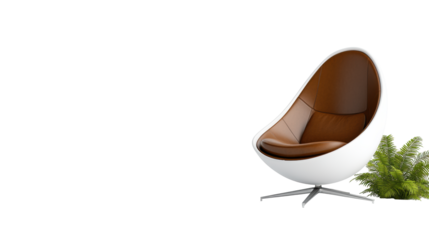 Egg-shaped cocoon seat with modern design on transparent background