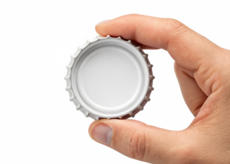 hand holding Bottle cap isolated on a transparent background.