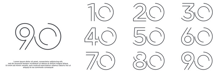 set anniversary year logo designs. abstract number, icon, vector illustration	