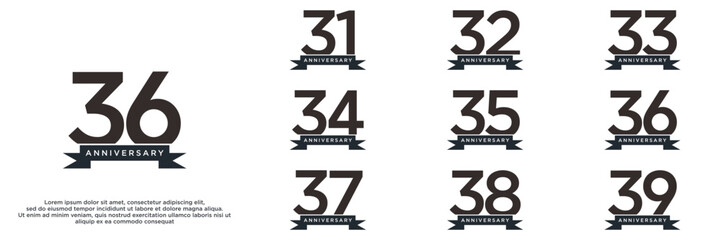 set anniversary year logo designs. abstract number, icon, vector illustration	