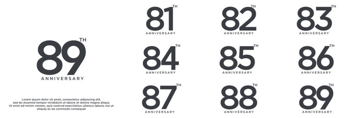 set anniversary year logo designs. abstract number, icon, vector illustration	
