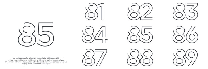 set anniversary year logo designs. abstract number, icon, vector illustration	