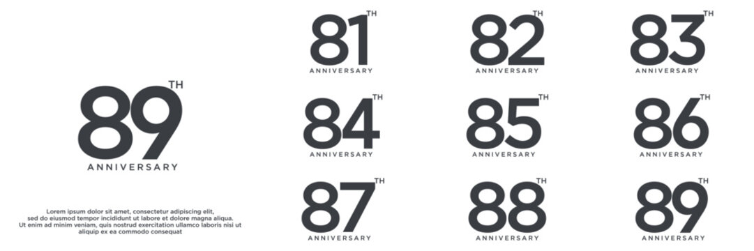set anniversary year logo designs. abstract number, icon, vector illustration	