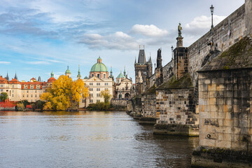 Autumn View of Charles Bridge and Old Town Prague