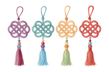 Chinese Knot Watercolor Decoration isolated on white background