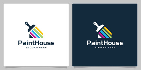 Vibrant paint brush logo with a stylized house icon formed by colorful diagonal stripes representing home painting and renovation services.