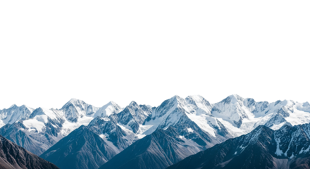 Snow-capped Mountain Peaks Range Isolated on White Background
