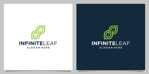 Infinite leaf logo design featuring a green continuous line forming a stylized infinity symbol.