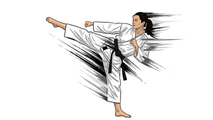 Dynamic Karate Kick Woman Demonstrating Martial Arts Agility