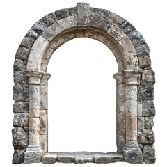 Fototapeta premium Ancient Stone Archway. Historical Architecture And Cultural Heritage Isolated On Transparent Background