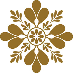 Symmetrical ornate floral abstract graphic design element in brown