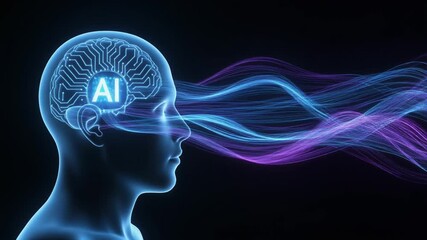 Artificial Intelligence Brain Concept Emitting Digital Data Streams for Future Technology - Powered by Adobe