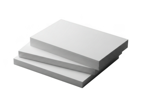 Stack of white paper cards isolated on transparent background for mockup and design