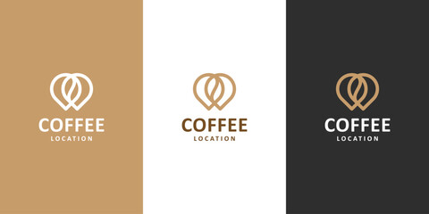 Coffee Location Logo with Intertwined HeartShaped Design Modern and Minimalist.