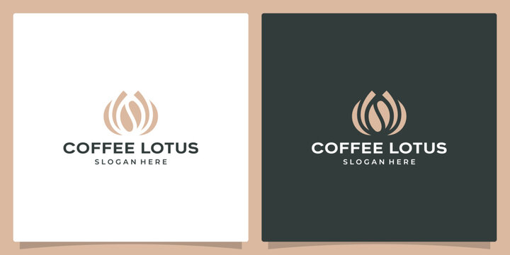 Elegant Coffee Lotus Logo Design with Abstract Floral Shape and Text.