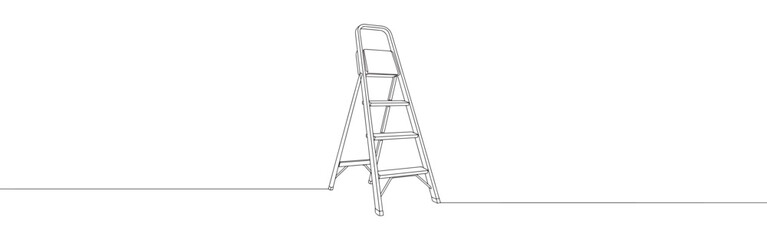 Continuous one line drawing of a stepladder. Concept of home improvement, repair, or construction