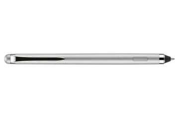 Silver digital stylus pen for tablet and touch screen use isolated on a transparent background