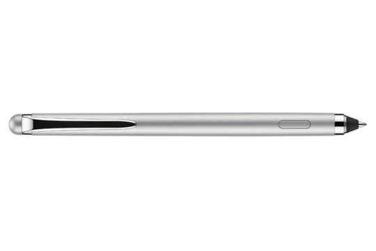 Silver digital stylus pen for tablet and touch screen use isolated on a transparent background