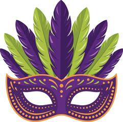 Masquerade mask, carnival costume, feathered disguise, Mardi Gras accessory, festive celebration, purple mask, party prop, decorative mask, elegant design, colorful ornament, fantasy theme © Austomi's World