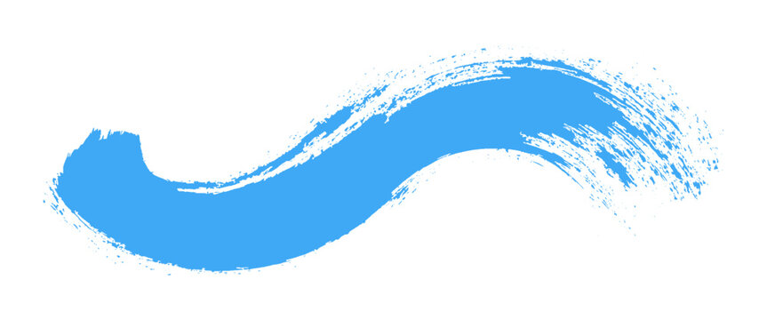 Vector minimal blue brush stroke texture on white background