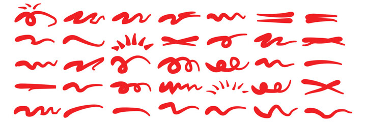 Hand Drawn Lines and Scribbles Collection Black Shapes on White Background