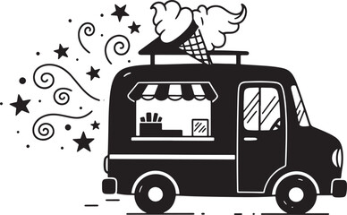 Fun ice cream truck vector illustration for summer time treat sales