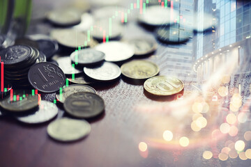 handful of Russian rubles in all directions